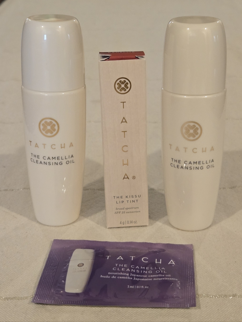 Tatcha Camellia Cleansing Oil 1.7fl oz (Set Of 2) + Full Size Camellia Lip Tint